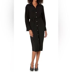 Vince Black Button-Front Midi Shirt Dress